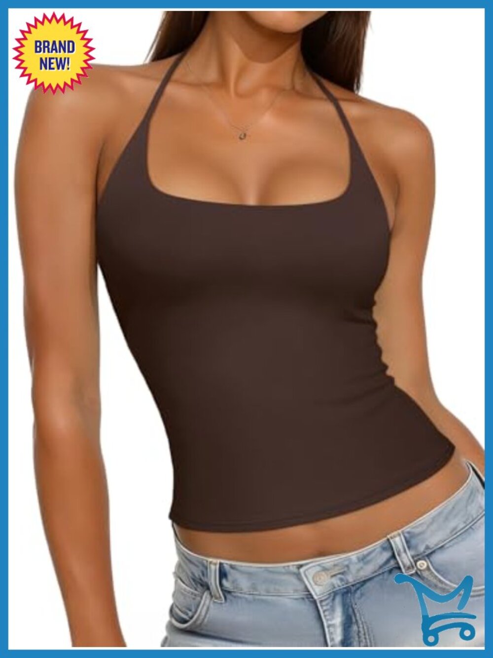 Sexy Halter Backless Tank Top Double Lined Camisole Crop Y2K Sleeveless
